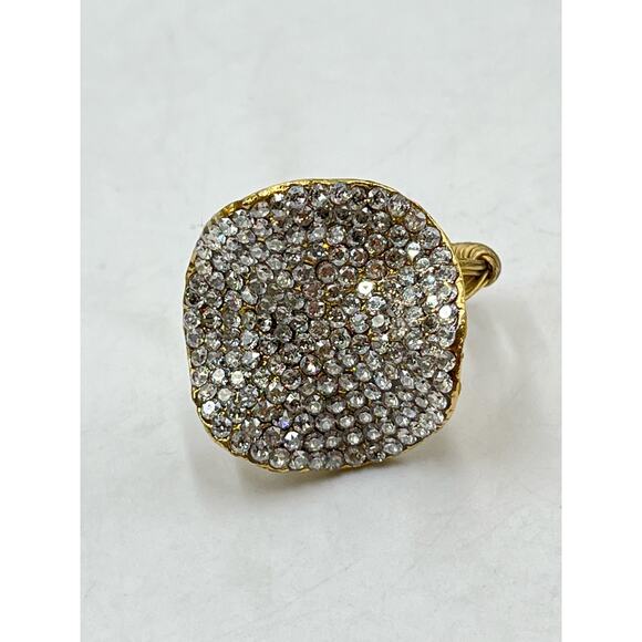Womens Wavey Cocktail Pave Rhinestone Wire Wrapped Ring Round Setting Sz 8 - Picture 3 of 8
